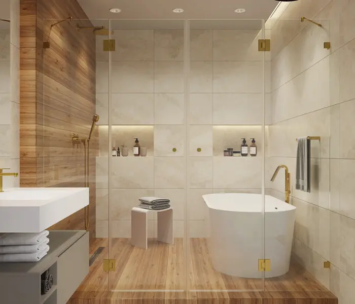 מקלחון חזית 2 קבועים+ 2 דלתות BROWN