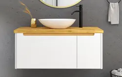 ארון אמבטיה תלוי ARBEL - משטח בוצ'ר אלון + כיור מונח מתנה