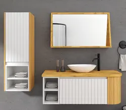 ארון אמבטיה SONATA כולל משטח בוצ’ר/קוריאן לבחירה + כיור מונח מתנה