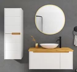 ארון אמבטיה תלוי ARBEL - משטח בוצ'ר אלון + כיור מונח מתנה